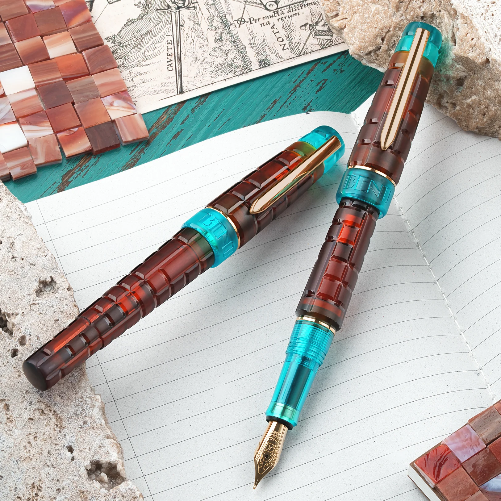 Benu Tessera Fountain Pen Ribbon Turquoise - Image 5