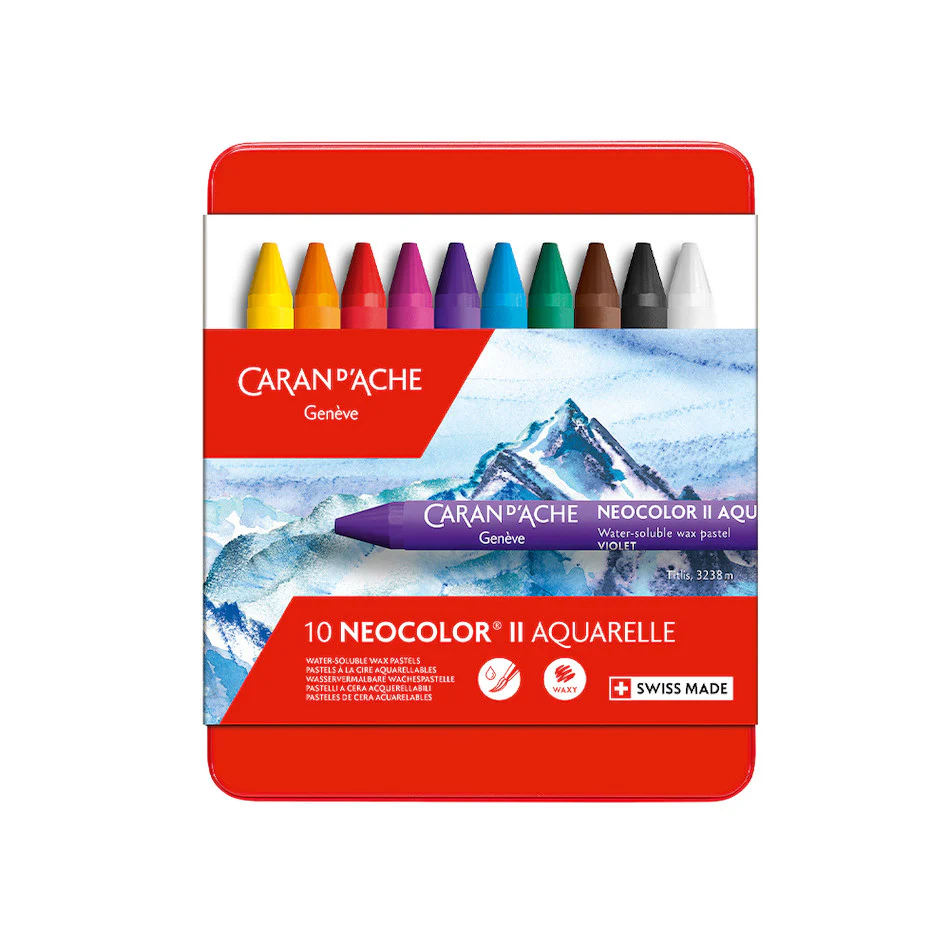 Caran d'Ache Neocolor II Water Soluble Wax Pastels Box of 10