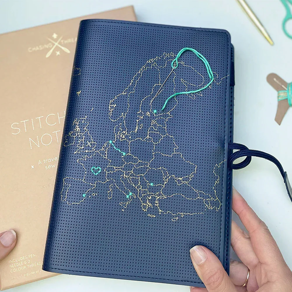 Chasing Threads Stitch Europe Travel Notebook Navy - Image 2