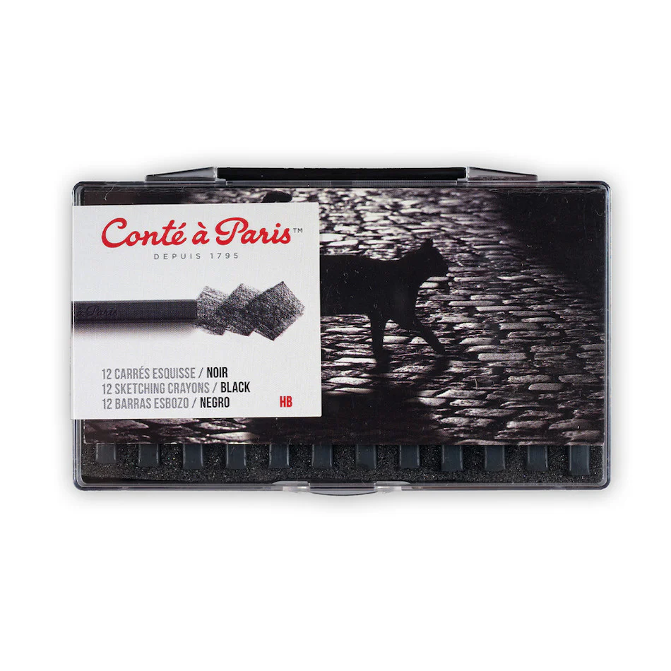 Conté à Paris Carre Sketching Crayons Plastic Box Black 2B