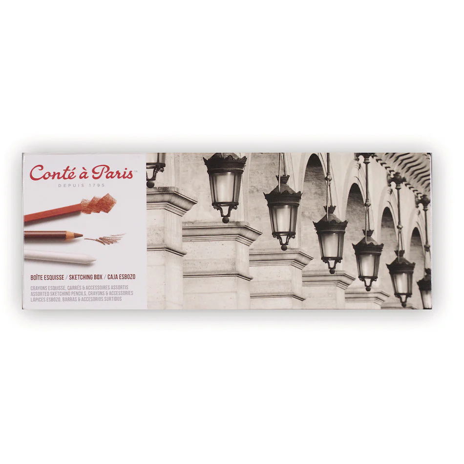 Conté à Paris Carre Sketching Set of 12 + 3 Sketch Pencils + Accessories