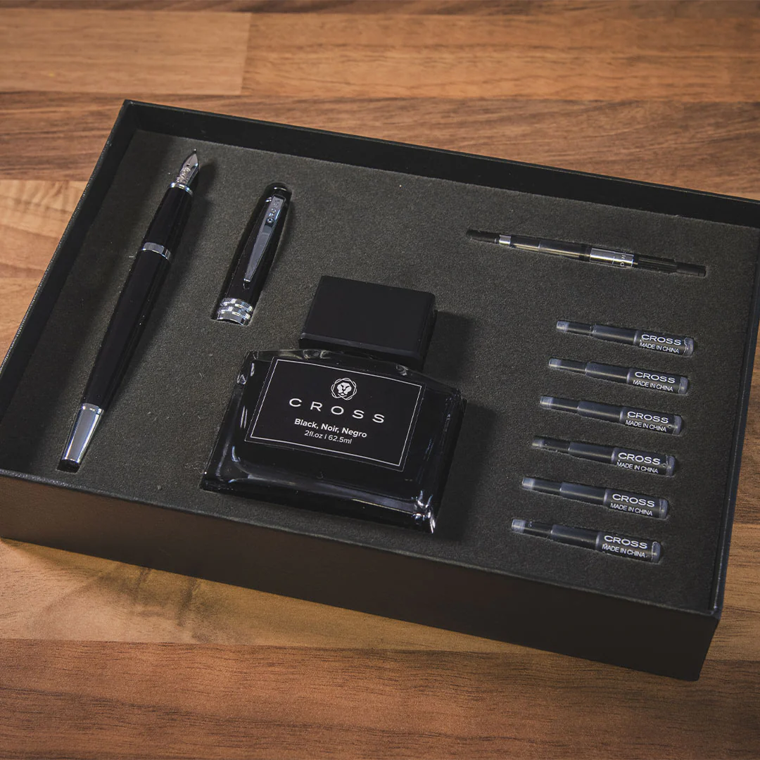 Cross Bailey Fountain Pen & Ink Set Black - Image 3