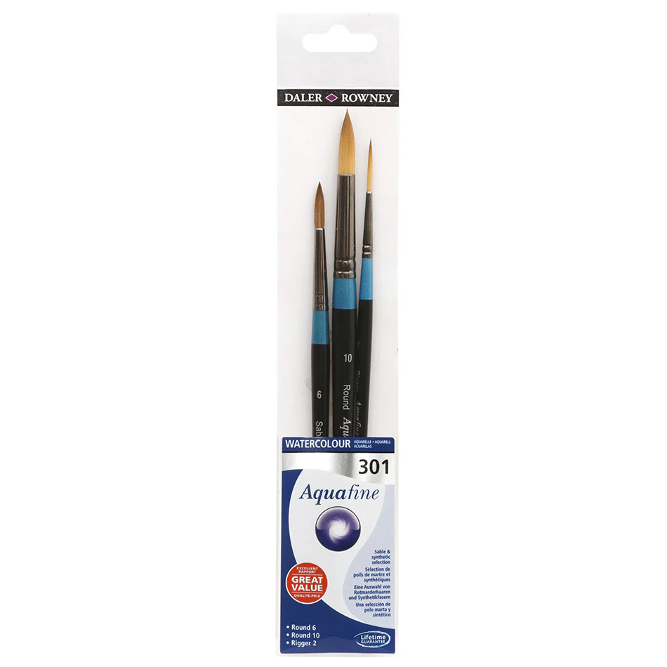 Daler-Rowney Aquafine Watercolour Brush 301 Wallet of 3
