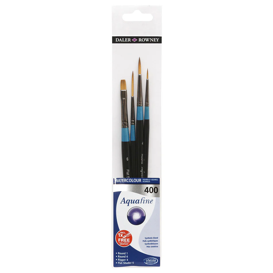 Daler-Rowney Aquafine Watercolour Brush 400 Wallet of 4