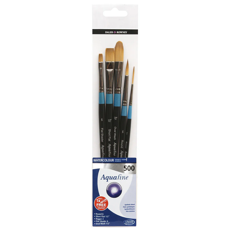 Daler-Rowney Aquafine Watercolour Brush 500 Wallet of 5