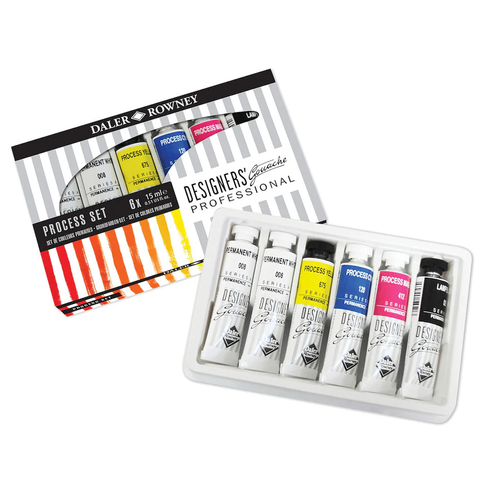 Daler-Rowney Designers Gouache Paint 15ml Starter Process Set of 6