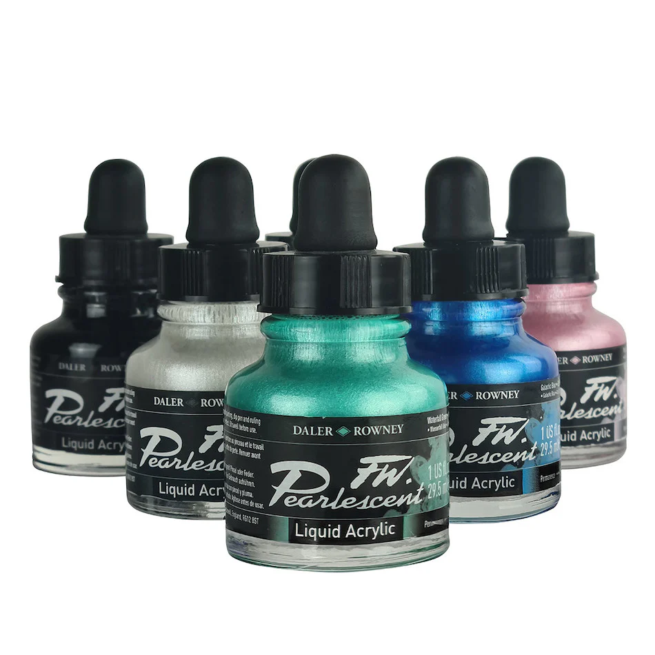 Daler-Rowney FW Artists Acrylic Ink 29.5ml Set of 6 Pearlescentink