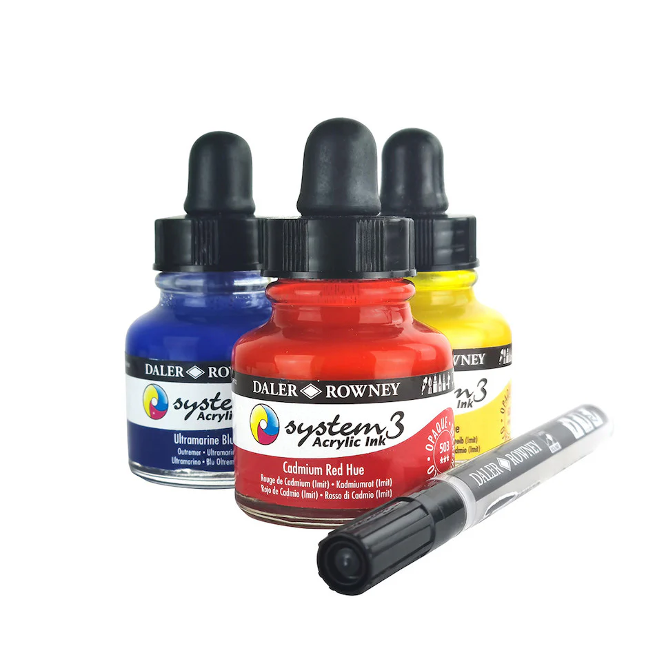 Daler-Rowney System3 Acrylic Ink 29.5ml Starter Set of 3