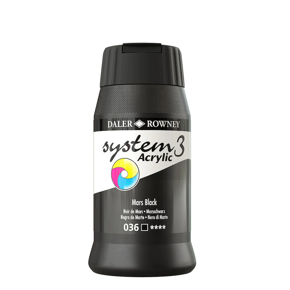 Daler-Rowney System3 Acrylic Paint 500ml Mars Black