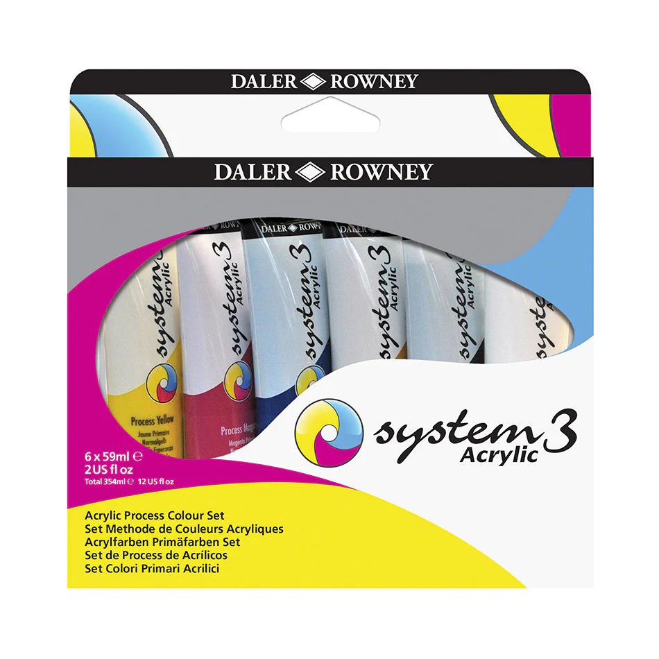 Daler-Rowney System3 Acrylic Paint 59ml Process Set of 6
