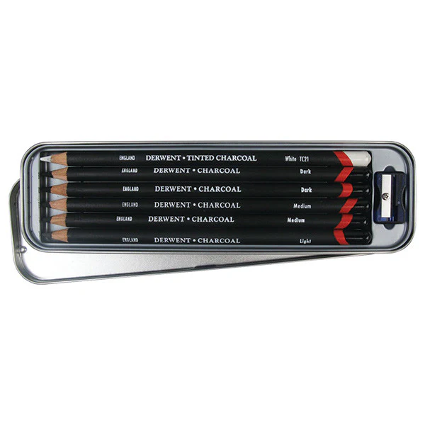 Derwent Charcoal Pencil Tin of 6 - Image 2