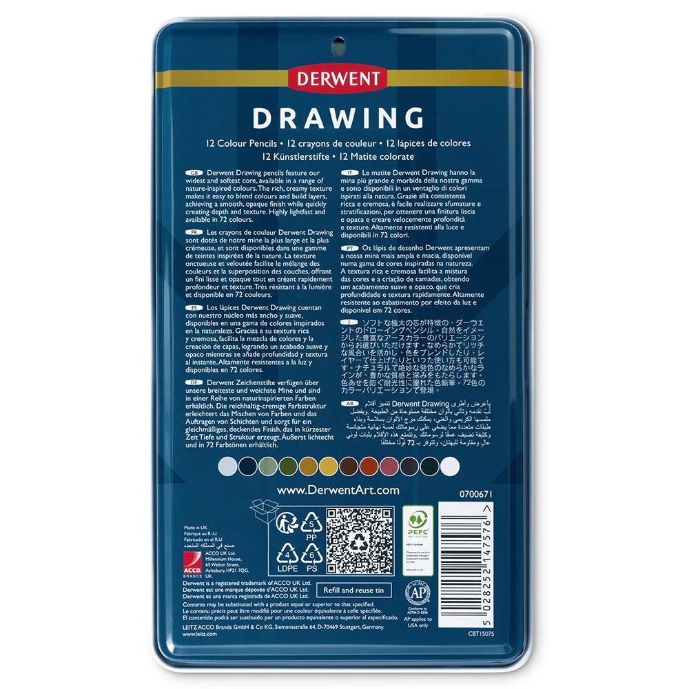 Derwent Drawing Pencil Tin of 12 - Image 4