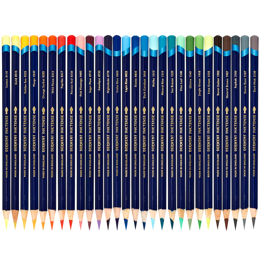Derwent Inktense Coloured Pencil Set of 28 NEW Colours