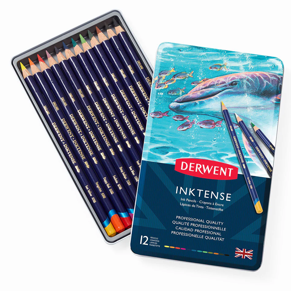 Derwent Inktense Coloured Pencils Tin of 12 - Image 3