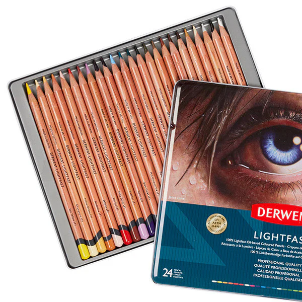 Derwent Lightfast Coloured Pencils Tin of 24 - Image 2