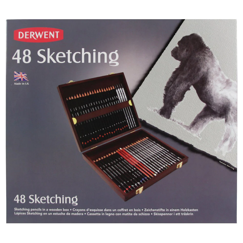 Derwent Sketching Pencil Wooden Box of 48 - Image 2
