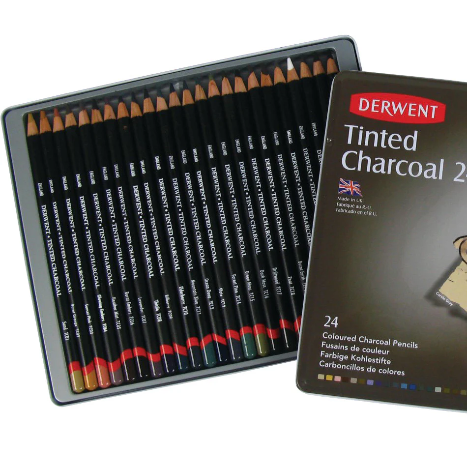 Derwent Tinted Charcoal 24 Piece Tin - Image 2