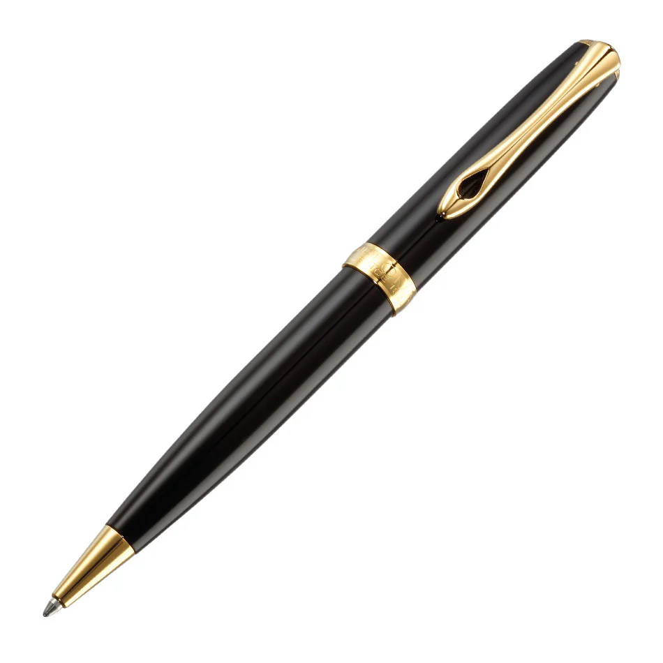 Diplomat Excellence A2 Black Lacquer Ballpoint Pen with Gold Trim