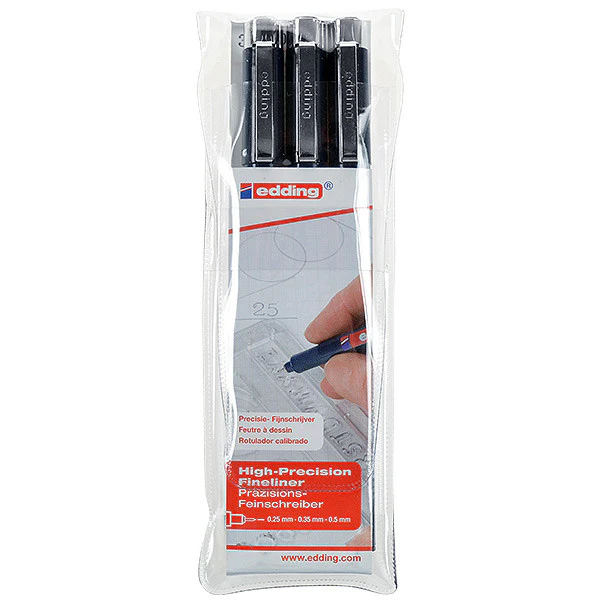 edding 1800 profipen Drawing Pen Set of 3 Assorted