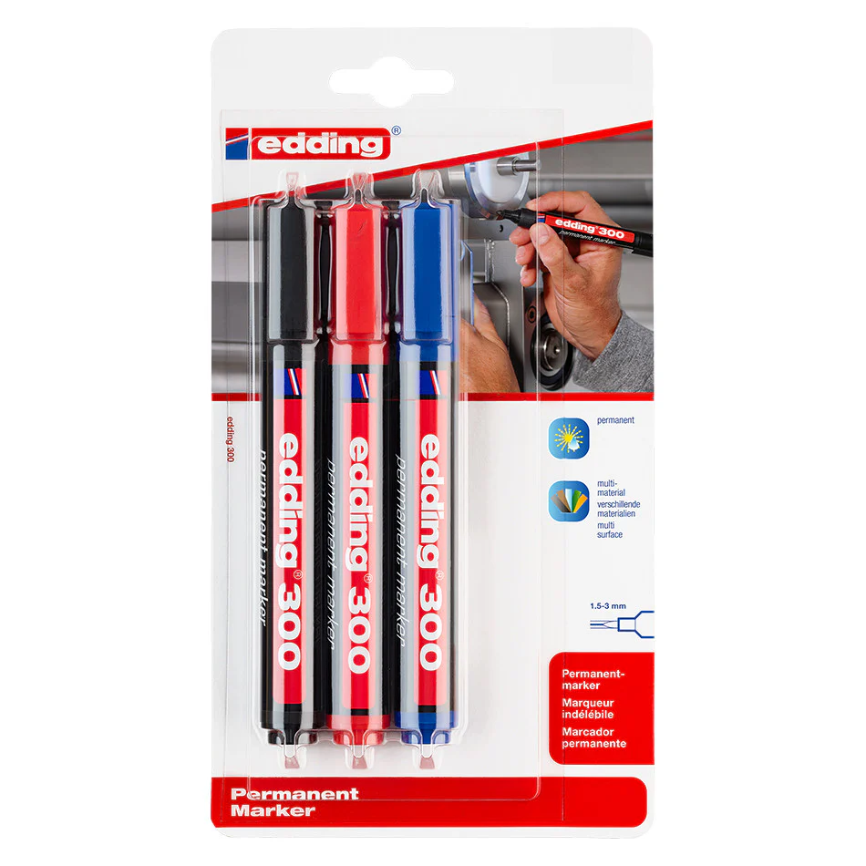 edding 300 Permanent Marker Set of 3