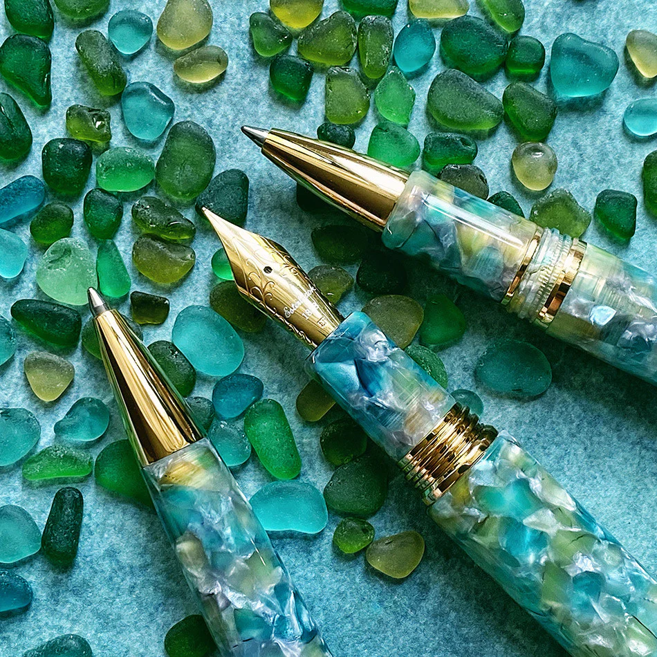 Esterbrook Estie Rollerball Pen Sea Glass with Gold Trim - Image 2