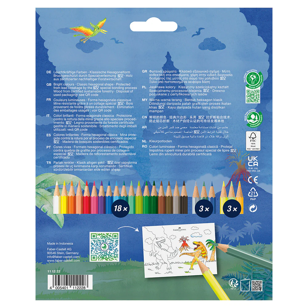 Faber-Castell Dinosaur Classic Colour Pencil Set of 24 - Image 2