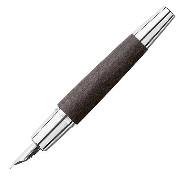 Faber-Castell e-motion Fountain Pen Chrome and Black Pearwood