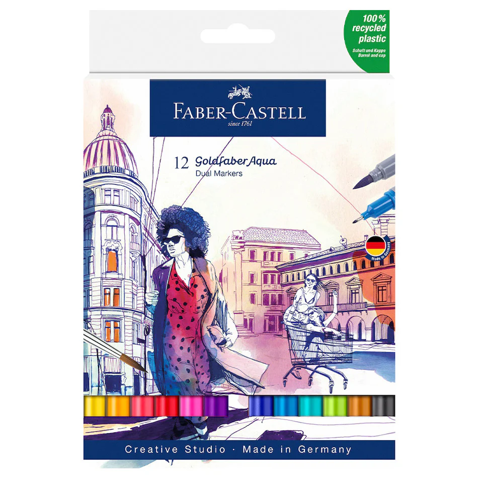 Faber-Castell Goldfaber Aqua Dual Marker Cardboard Wallet of 12