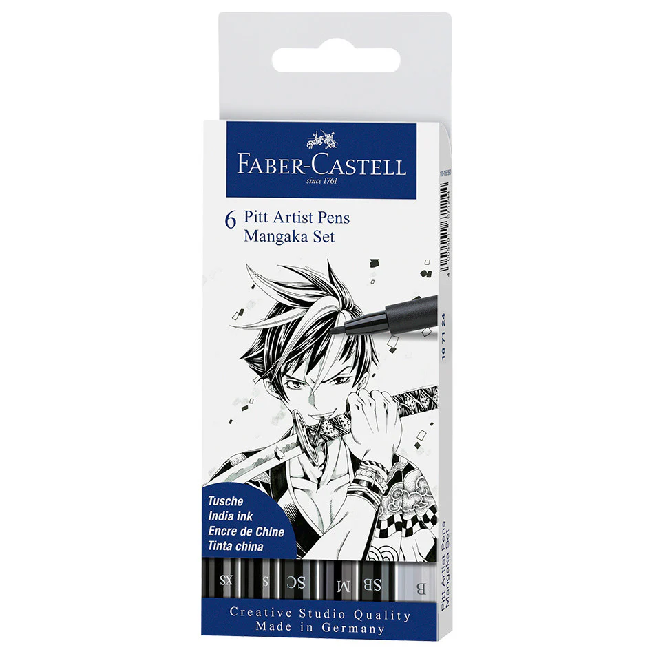 Faber-Castell Pitt Artist Pen Mangaka Black Set of 6