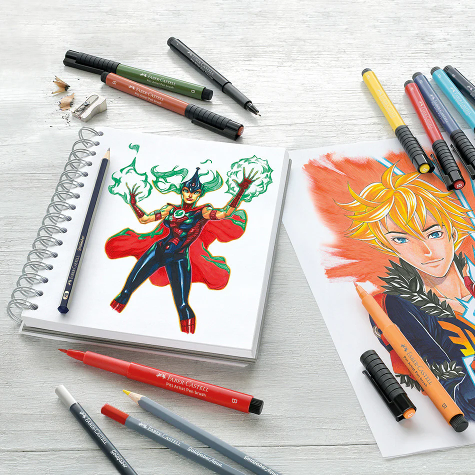 Faber-Castell Pitt Artist Pen Mangaka Black Set of 6 - Image 2