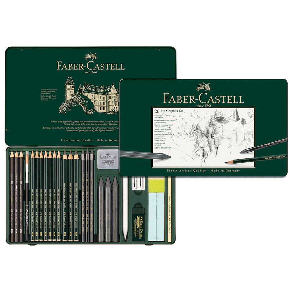 Faber-Castell Pitt Monochrome Set Tin of 26 - Image 2