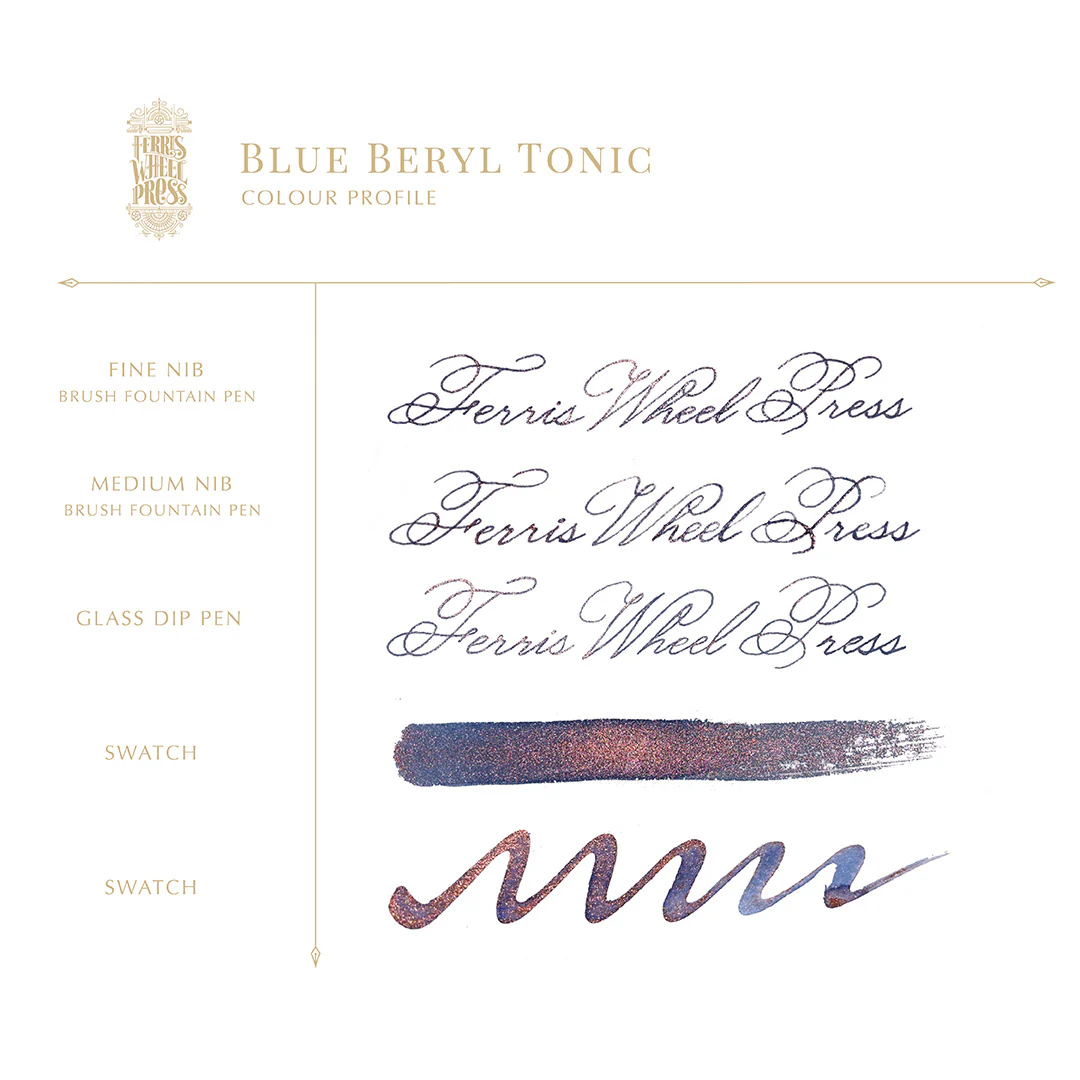 Ferris Wheel Press FerriTales Fountain Pen Ink 20ml Blue Beryl Tonic - Image 2