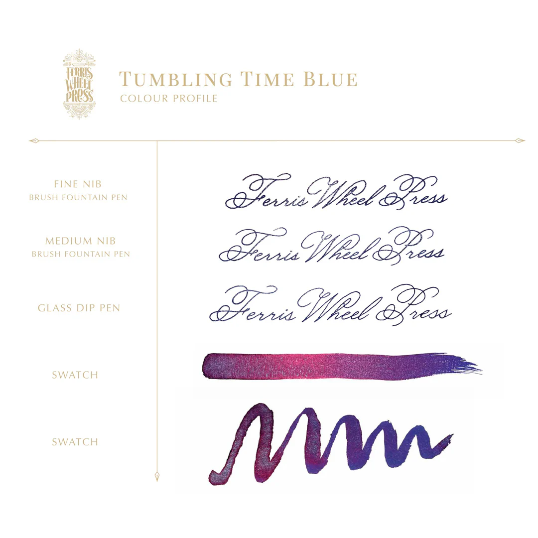Ferris Wheel Press FerriTales Fountain Pen Ink 20ml Tumbling Time Blue - Image 2