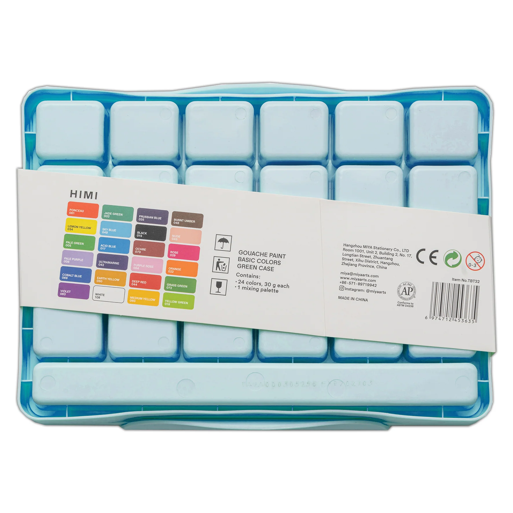 HIMI Jelly Cup Gouache Set of 24 Colours Ice Blue Case - Image 4