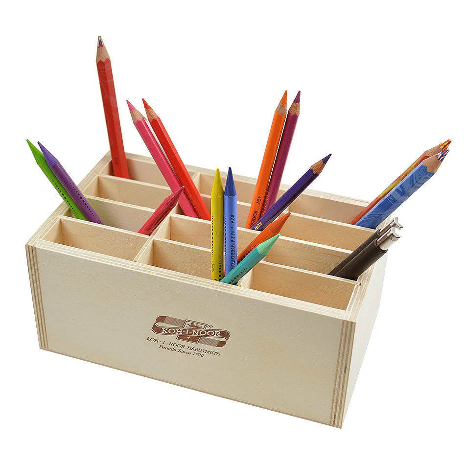 Koh-I-Noor 12 Wide-Slot Wooden Pen Pot - Image 2