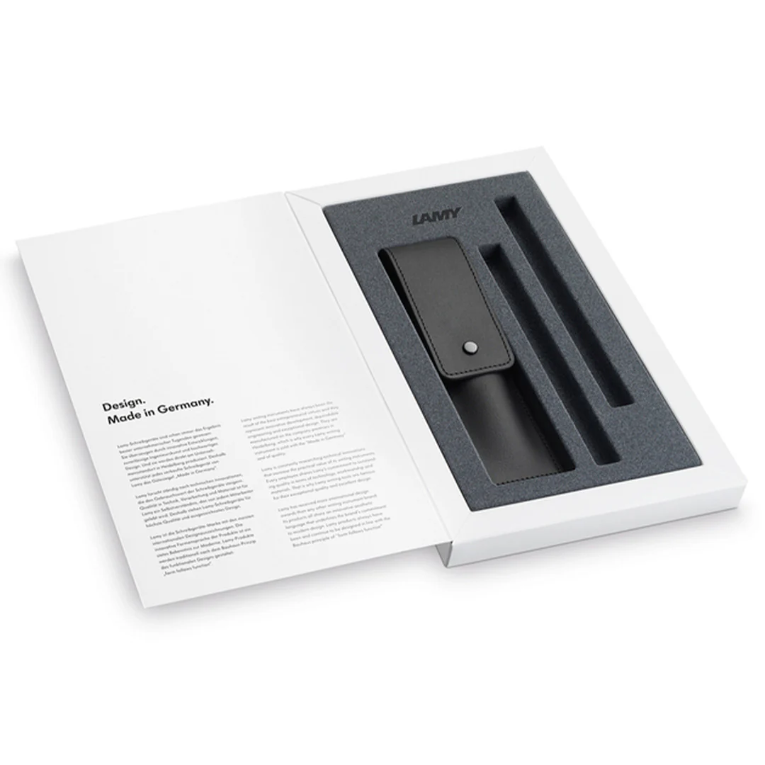 LAMY 240 KS econ Brushed Ballpoint Pen and Leather Pouch set - Image 2