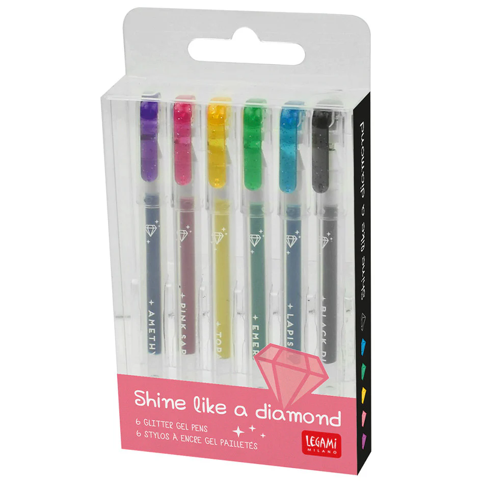 Legami Glitter Gel Pen Set of 6 Shine Like A Diamond