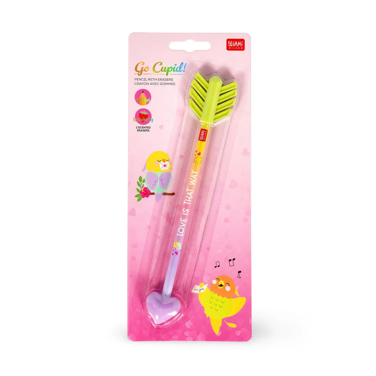 Legami Go Cupid! Pencil with Scented Erasers - Image 3