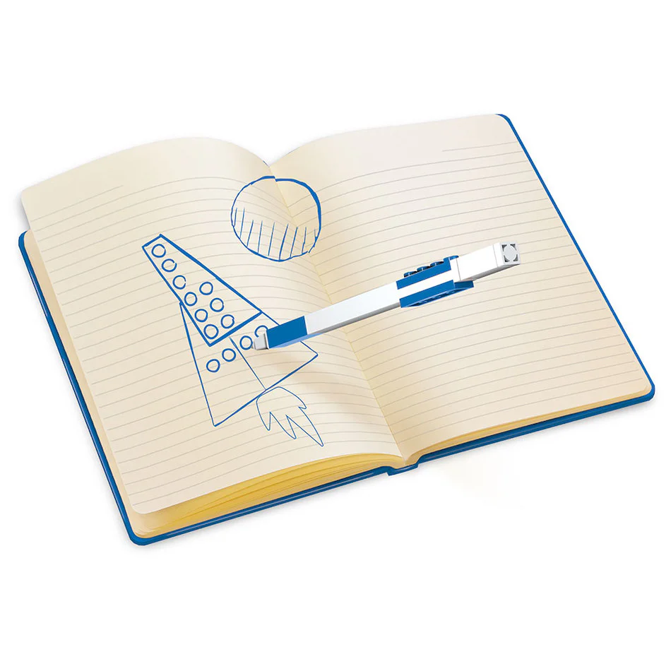 LEGO 2.0 Journal Imagine Brick 4x6 Blue with Blue Gel Pen - Image 3