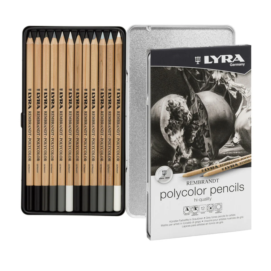 LYRA Rembrandt Polycolour Pencil Grey Set of 12 - Image 3