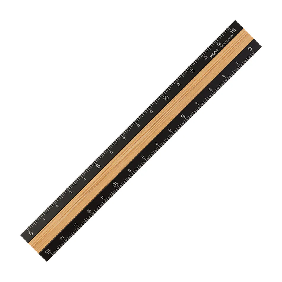 Midori Aluminium & Wooden Ruler 15cm