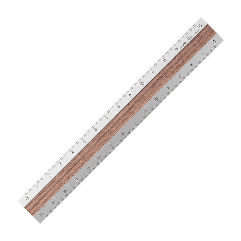 Midori Aluminium & Wooden Ruler 15cm - Image 2