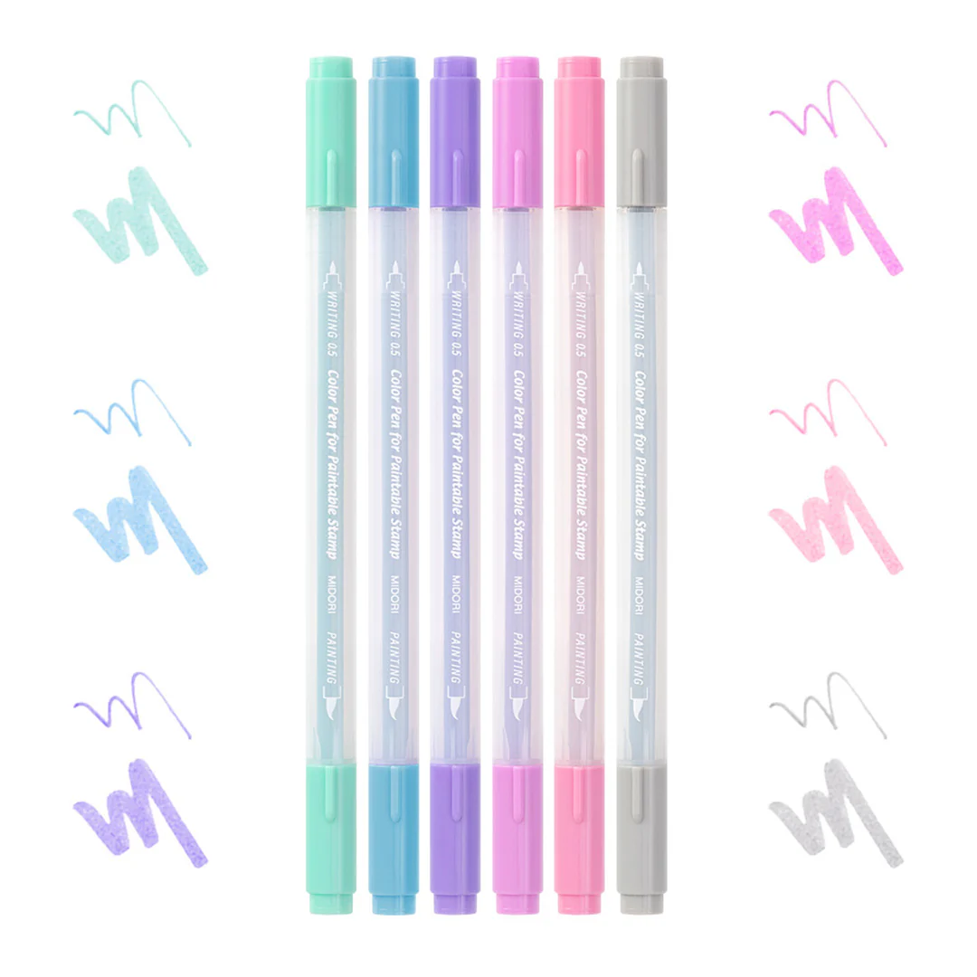 Midori Colour Pens for Paintable Stamp Set of 6 - Image 6