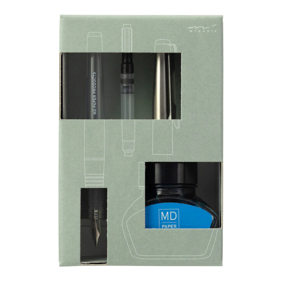 Midori MD Fountain Pen With Bottled Ink Limited Edition Blue