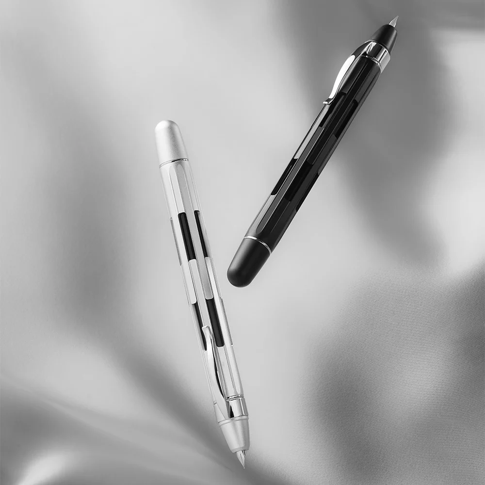 Nahvalur Eclipse Retractable Fountain Pen Pure Silver - Image 4