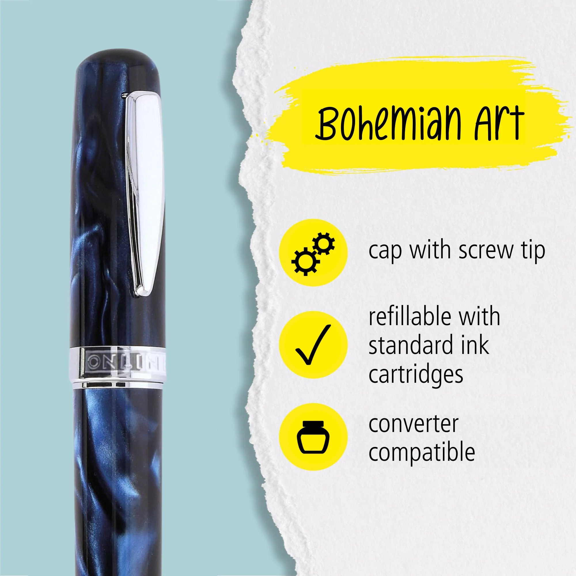 ONLINE Bohemian Art Fountain Pen Blue - Image 3