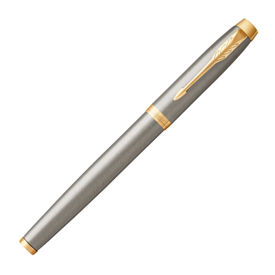 Parker IM Fountain Pen Brushed Metal with Gold Trim - Image 2