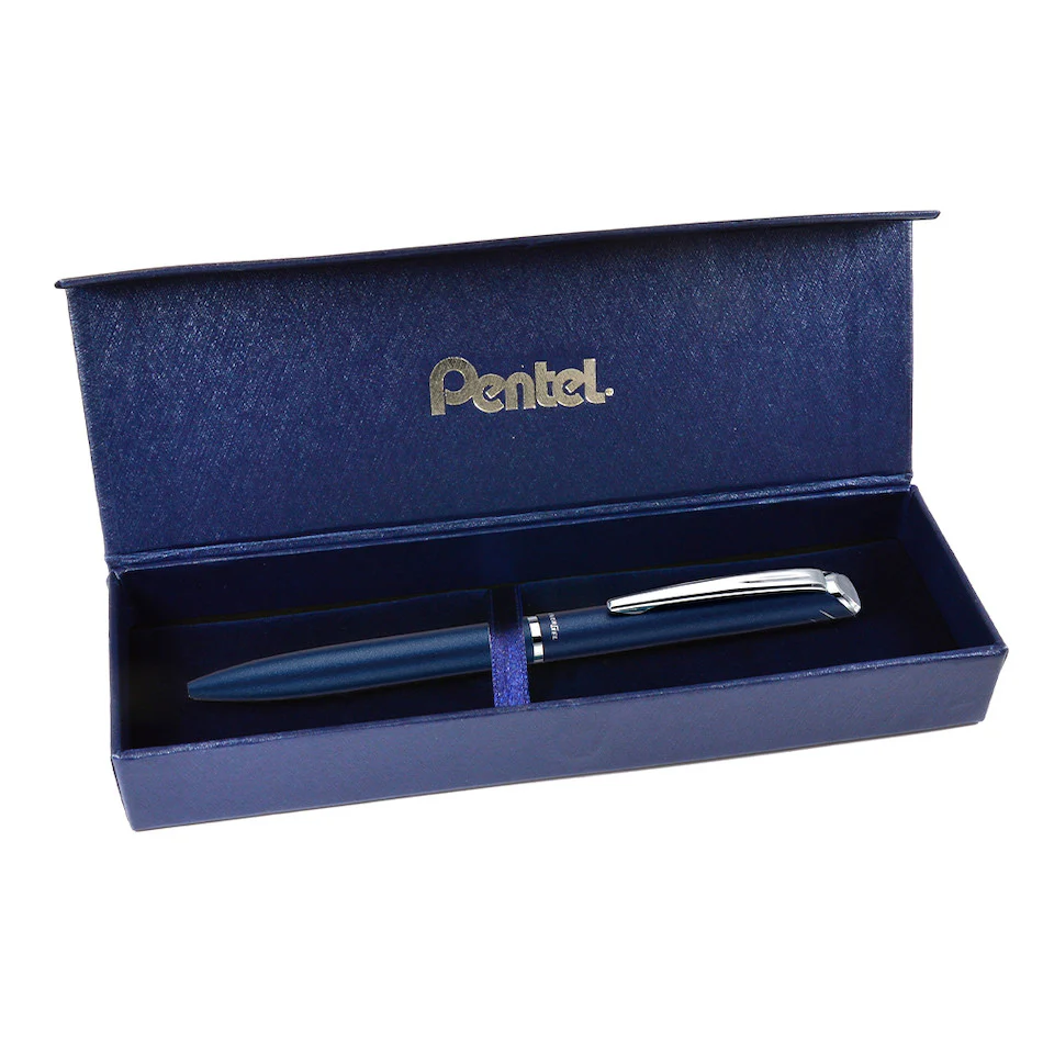Pentel EnerGel Philography Retractable Rollerball Pen Blue with Gift Box