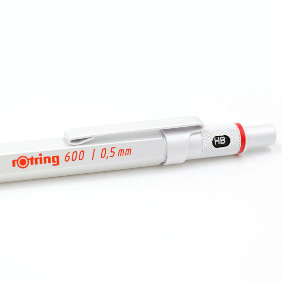 rotring 600 Mechanical Pencil Silver White 0.5mm - Image 3