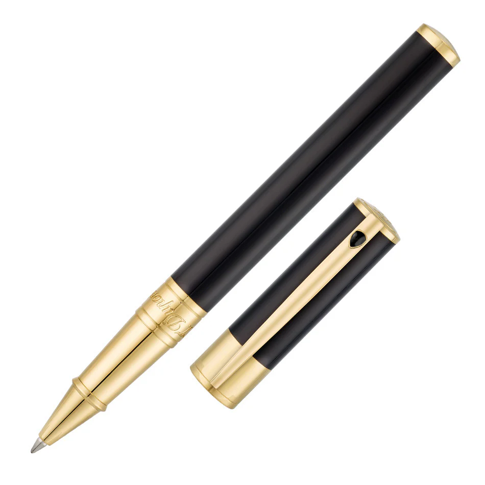 S.T. Dupont D-Initial Rollerball Pen Black With Gold Trim